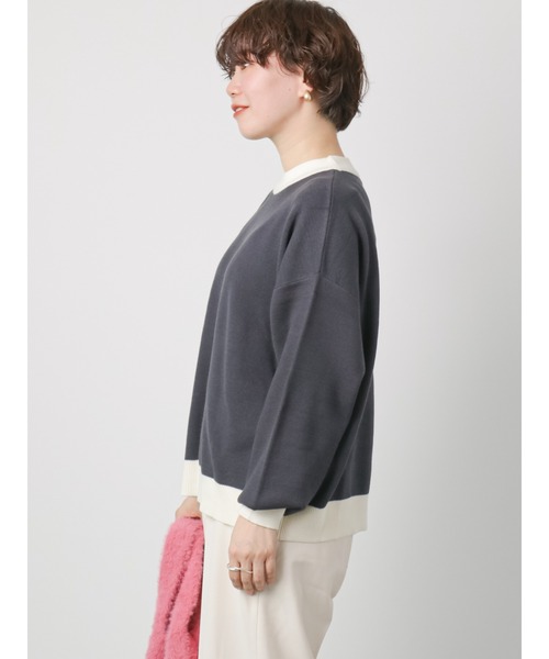 Lugnoncure（ルノンキュール）の「リンガーニット（ニット/セーター・レディース・グリーン/チャコール/オフホワイト・ﾌﾘ-）」の7枚目の写真