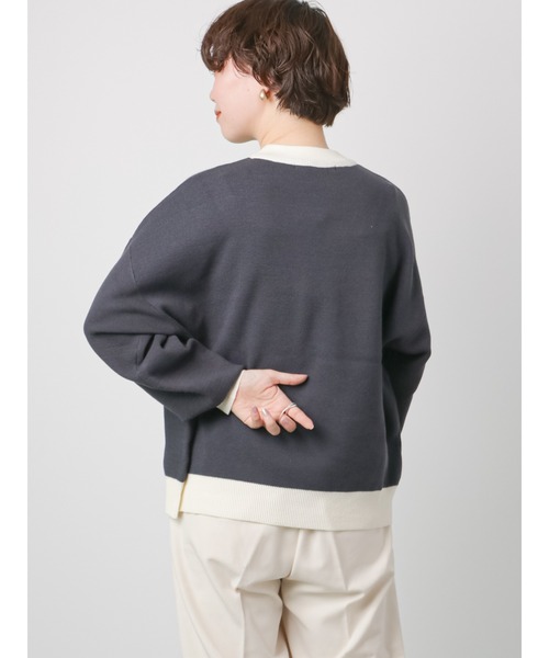 Lugnoncure（ルノンキュール）の「リンガーニット（ニット/セーター・レディース・グリーン/チャコール/オフホワイト・ﾌﾘ-）」の6枚目の写真