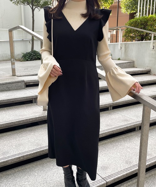 OPAQUE.CLIP(オペークドットクリップ)の「◆フリルデザインジャンスカ(スカート・レディース・ブラック/ライトベージュ・36/38)」の2枚目の写真