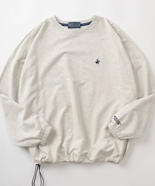 BEVERLY HILLS POLO CLUB(ビバリーヒルズポロクラブ)の「【BEVERLY HILLS POLO CLUB/ビバリーヒルズポロクラブ】ブランドロゴ ワンポイント刺繍 長袖カットソー/ビッグシルエット(スウェット・レディース・グリーン/ライトグリーン/ネイビー/スミクロ/アッシュグレー/オフホワイト/ブルー・M/L)」の4枚目の写真