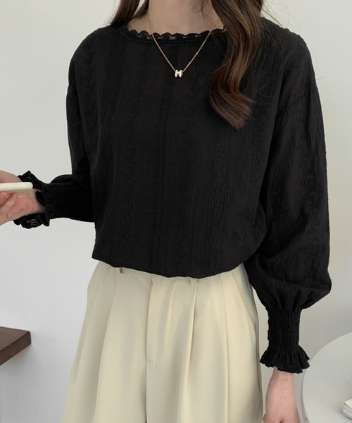 ECLIN(エクラン)の「フラワーレースボリュームスリーブブラウス(シャツ/ブラウス・レディース・ブラック/グレー/グリーン/ブラウン/ホワイト/ベージュ・FREE)」の15枚目の写真