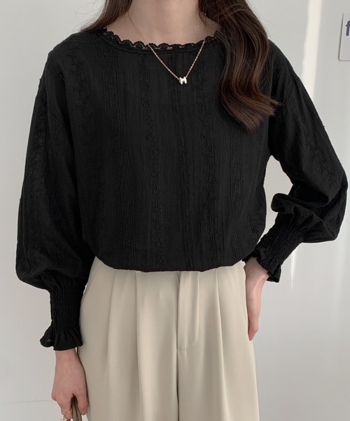 ECLIN(エクラン)の「フラワーレースボリュームスリーブブラウス(シャツ/ブラウス・レディース・ブラック/グレー/グリーン/ブラウン/ホワイト/ベージュ・FREE)」の17枚目の写真