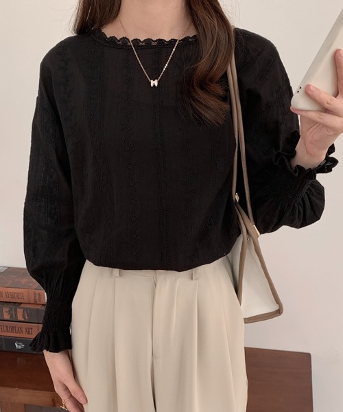 ECLIN(エクラン)の「フラワーレースボリュームスリーブブラウス(シャツ/ブラウス・レディース・ブラック/グレー/グリーン/ブラウン/ホワイト/ベージュ・FREE)」の18枚目の写真