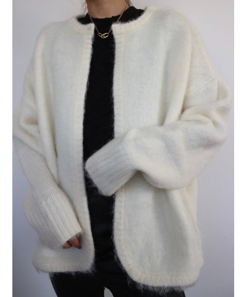 TRUNC（トランクエイティーエイト）の「Fluffy Knit Cardigan（カーディガン/ボレロ・レディース・ブラック/アイボリー/マスタード・FREE）」の4枚目の写真