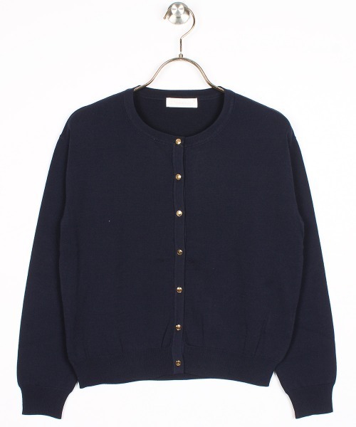 12Twelve Agenda（トゥエルブ　アジェンダ）の「クルーネック金釦ニットカーディガン（カーディガン/ボレロ・レディース・ネイビー/オフホワイト/イエロー/ラベンダー/ホワイト系その他・M）」の4枚目の写真