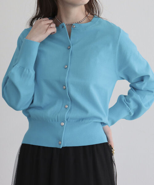 fredy emue（フレディエミュ）の「コットン100ベーシックカーディガン（カーディガン/ボレロ・レディース・オフホワイト/ライトグリーン/ライトブルー/ブラック・38）」の4枚目の写真