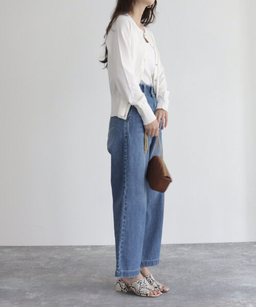 fredy emue（フレディエミュ）の「コットン100ベーシックカーディガン（カーディガン/ボレロ・レディース・オフホワイト/ライトグリーン/ライトブルー/ブラック・38）」の9枚目の写真