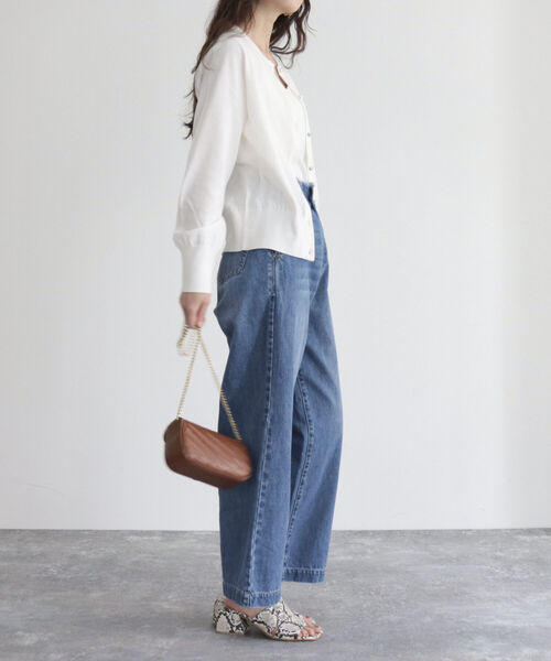 fredy emue（フレディエミュ）の「コットン100ベーシックカーディガン（カーディガン/ボレロ・レディース・オフホワイト/ライトグリーン/ライトブルー/ブラック・38）」の18枚目の写真