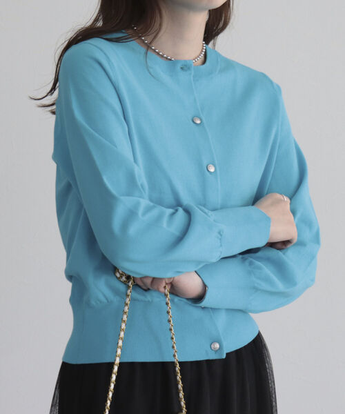 fredy emue（フレディエミュ）の「コットン100ベーシックカーディガン（カーディガン/ボレロ・レディース・オフホワイト/ライトグリーン/ライトブルー/ブラック・38）」の14枚目の写真