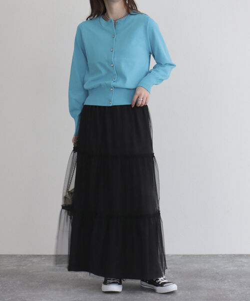 fredy emue（フレディエミュ）の「コットン100ベーシックカーディガン（カーディガン/ボレロ・レディース・オフホワイト/ライトグリーン/ライトブルー/ブラック・38）」の6枚目の写真