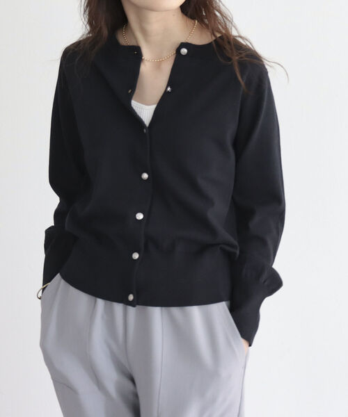 fredy emue（フレディエミュ）の「コットン100ベーシックカーディガン（カーディガン/ボレロ・レディース・オフホワイト/ライトグリーン/ライトブルー/ブラック・38）」の20枚目の写真