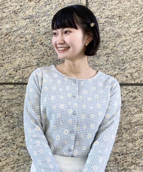 flower（フラワー）の「ブルーミングチェックトップ（カーディガン/ボレロ・レディース・ブルー/グレー・FREE）」の19枚目の写真