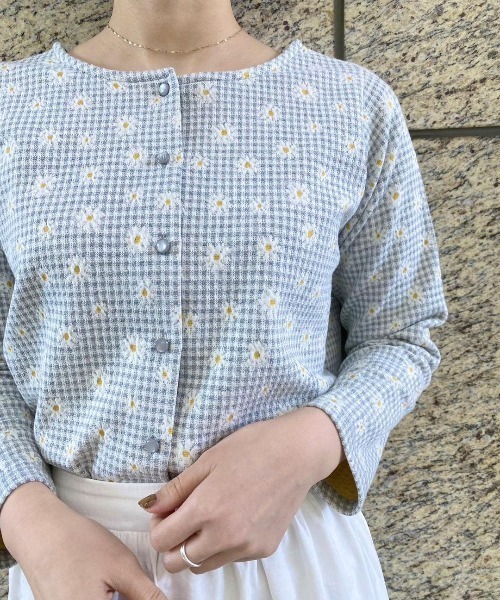 flower（フラワー）の「ブルーミングチェックトップ（カーディガン/ボレロ・レディース・ブルー/グレー・FREE）」の17枚目の写真