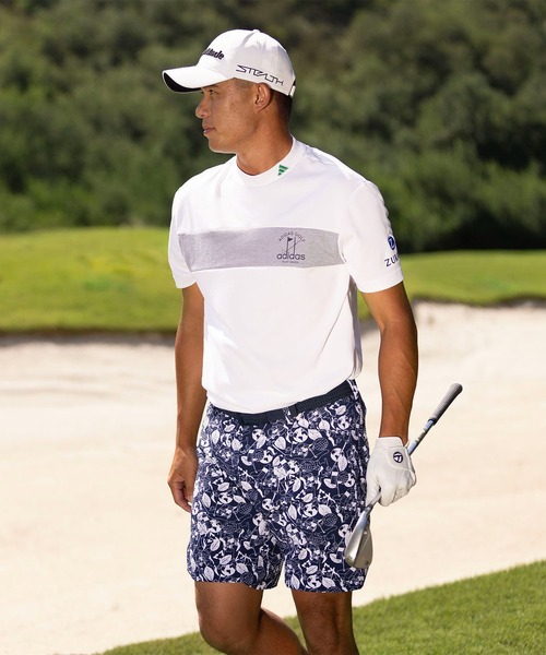 PLAY GREEN チェストストライプ半袖モックネックシャツ【adidas Golf/アディダスゴルフ】