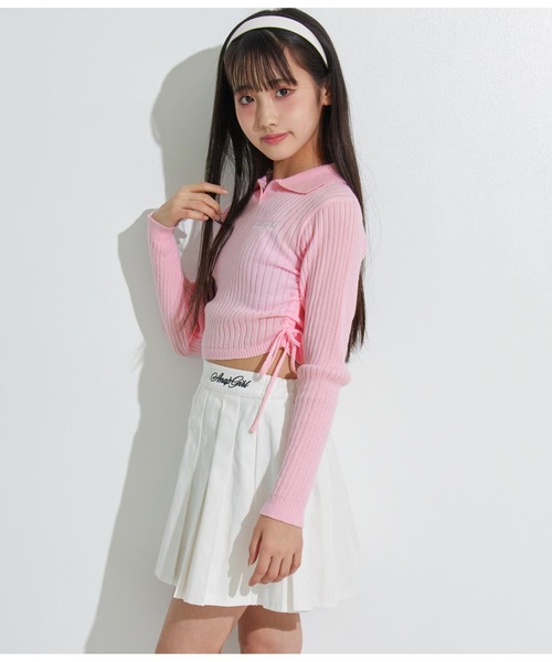 トップス Anna セール】エリ付シャーリングサマーニットトップスセーター（T