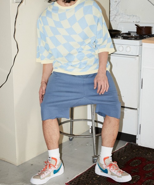 ADAM PATEK(アダムパテック)の「ADAMPATEK / skewed check pattern short sleeve knit/ルーズシルエット半袖ニットTシャツ”歪みチェッカー”(ニット/セーター・メンズ・イエロー/ブラック・1/2/3)」の16枚目の写真