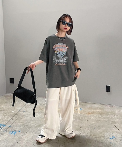 PAGEBOY(ページボーイ)の「ロックバルーンプリントT(Tシャツ/カットソー・レディース・チャコールグレー/オフホワイト/ミント/モカ・FREE)」の13枚目の写真