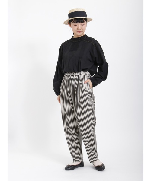 Samansa Mos2（サマンサ モスモス）の「ストライプテーパードパンツ（その他パンツ・レディース・ネイビー/ブラウン/チャコール・ﾌﾘ-）」の5枚目の写真