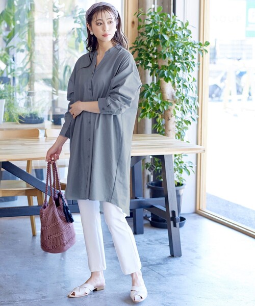 【限定セール！】 セール】リネンミックススキッパーシャツワンピース（ワンピース ワンピース