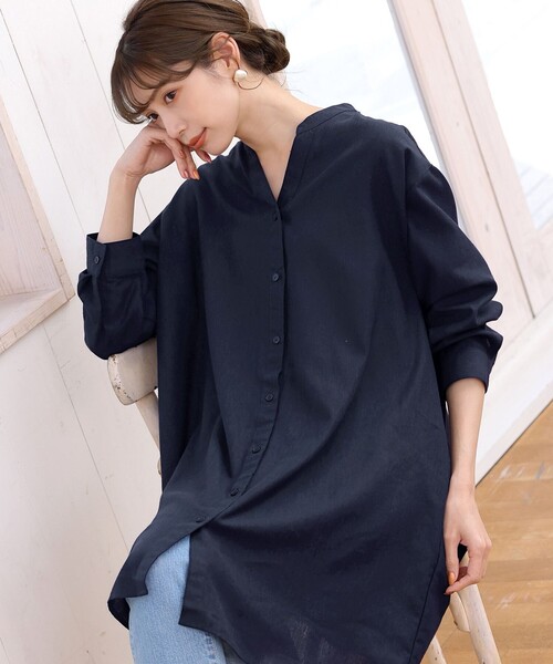 セール】リネンミックススキッパーシャツワンピース（ワンピース