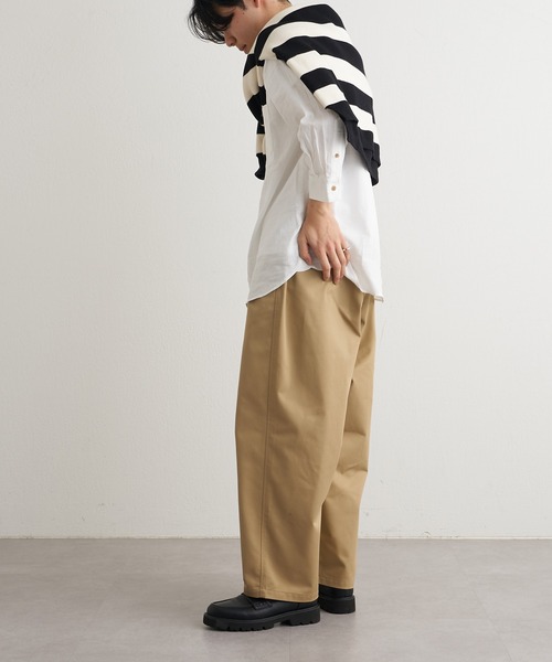 CIAOPANIC TYPY（チャオパニックティピー）の「ウォッシャブルリネンバンドカラーシャツ（シャツ/ブラウス・メンズ・ホワイト/チャコールグレー/ネイビー/サックスブルー/オレンジ/ベージュ系その他・SMALL/MEDIUM/LARGE）」の14枚目の写真