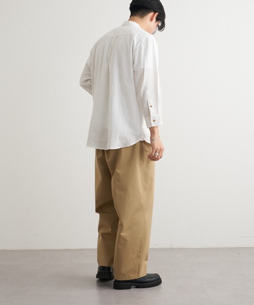 CIAOPANIC TYPY（チャオパニックティピー）の「ウォッシャブルリネンバンドカラーシャツ（シャツ/ブラウス・メンズ・ホワイト/チャコールグレー/ネイビー/サックスブルー/オレンジ/ベージュ系その他・SMALL/MEDIUM/LARGE）」の11枚目の写真