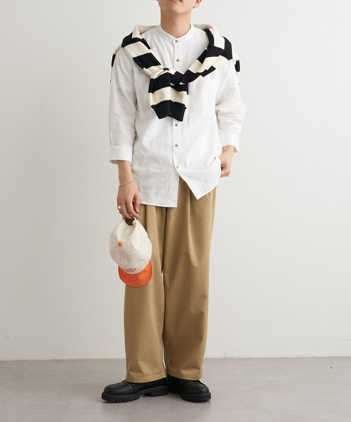 CIAOPANIC TYPY（チャオパニックティピー）の「ウォッシャブルリネンバンドカラーシャツ（シャツ/ブラウス・メンズ・ホワイト/チャコールグレー/ネイビー/サックスブルー/オレンジ/ベージュ系その他・SMALL/MEDIUM/LARGE）」の13枚目の写真