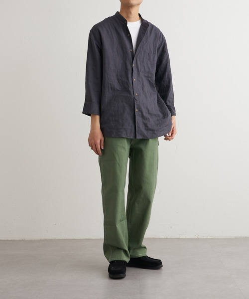 CIAOPANIC TYPY（チャオパニックティピー）の「ウォッシャブルリネンバンドカラーシャツ（シャツ/ブラウス・メンズ・ホワイト/チャコールグレー/ネイビー/サックスブルー/オレンジ/ベージュ系その他・SMALL/MEDIUM/LARGE）」の20枚目の写真