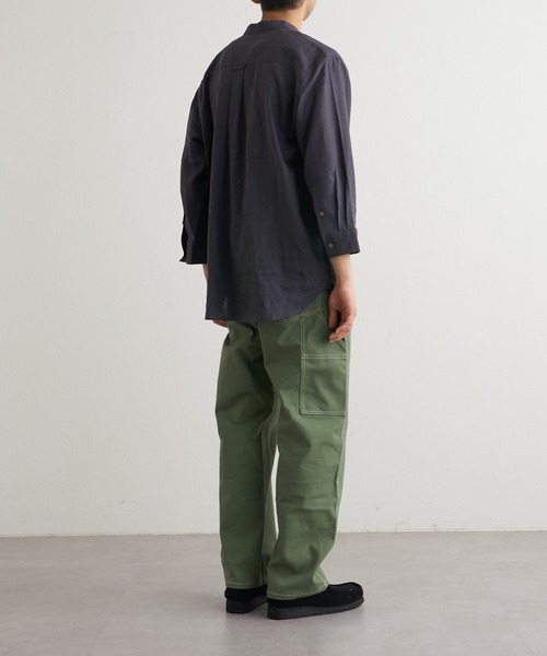 CIAOPANIC TYPY（チャオパニックティピー）の「ウォッシャブルリネンバンドカラーシャツ（シャツ/ブラウス・メンズ・ホワイト/チャコールグレー/ネイビー/サックスブルー/オレンジ/ベージュ系その他・SMALL/MEDIUM/LARGE）」の21枚目の写真