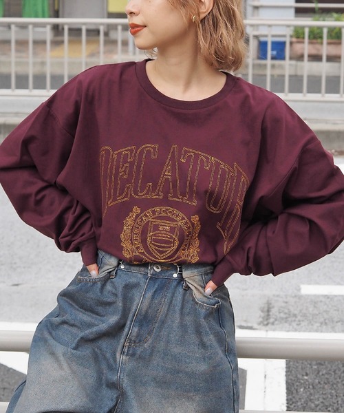 tiptop(ティップトップ)の「カレッジ刺繍BIGロンT(Tシャツ/カットソー・レディース・ネイビー/グレー/オフホワイト/ホワイト系その他/エンジ・FREE)」の5枚目の写真