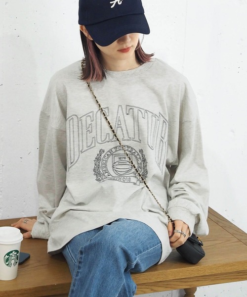 tiptop(ティップトップ)の「カレッジ刺繍BIGロンT(Tシャツ/カットソー・レディース・ネイビー/グレー/オフホワイト/ホワイト系その他/エンジ・FREE)」の10枚目の写真