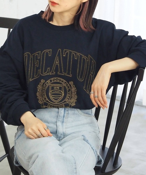 tiptop(ティップトップ)の「カレッジ刺繍BIGロンT(Tシャツ/カットソー・レディース・ネイビー/グレー/オフホワイト/ホワイト系その他/エンジ・FREE)」の17枚目の写真