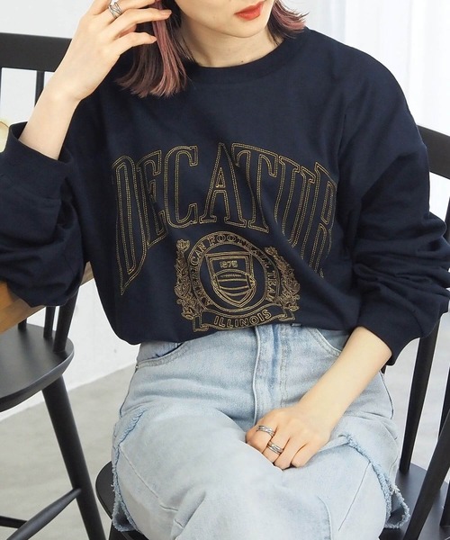 tiptop(ティップトップ)の「カレッジ刺繍BIGロンT(Tシャツ/カットソー・レディース・ネイビー/グレー/オフホワイト/ホワイト系その他/エンジ・FREE)」の18枚目の写真