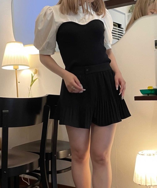 SPIGA(スピーガ)の「ニットビスチェドッキングパフスリーブブラウス(シャツ/ブラウス・レディース・ブラック/ベージュ・FREE)」の22枚目の写真