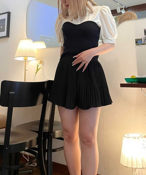 SPIGA(スピーガ)の「ニットビスチェドッキングパフスリーブブラウス(シャツ/ブラウス・レディース・ブラック/ベージュ・FREE)」の20枚目の写真