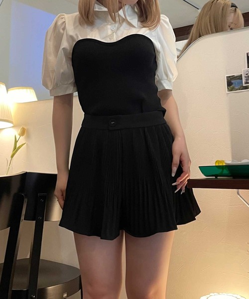 SPIGA(スピーガ)の「ニットビスチェドッキングパフスリーブブラウス(シャツ/ブラウス・レディース・ブラック/ベージュ・FREE)」の19枚目の写真