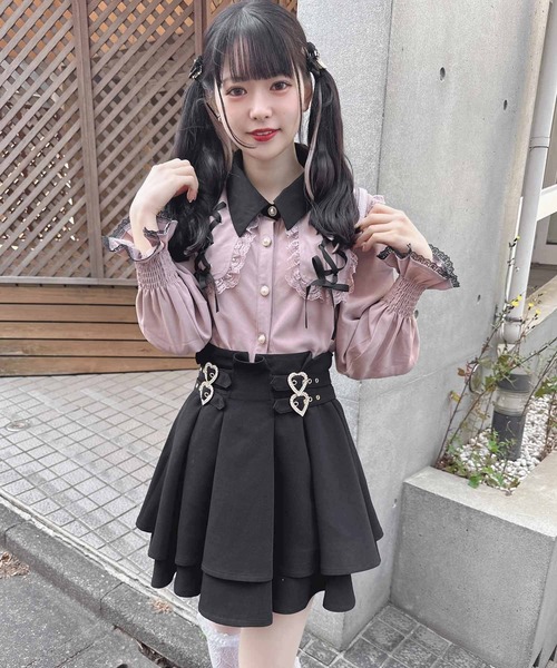 ROJITA(ロジータ)の「配色レースアップBIG衿ブラウス(シャツ/ブラウス・レディース・ブラック/ピンク/ホワイト・FREE)」の6枚目の写真
