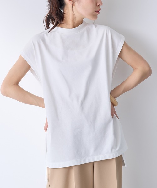 for/c(フォーシー)の「モックネックサイドスリットチュニック【サスティナブル】(Tシャツ/カットソー・レディース・ホワイト/グレイッシュブルー・M/L)」の14枚目の写真