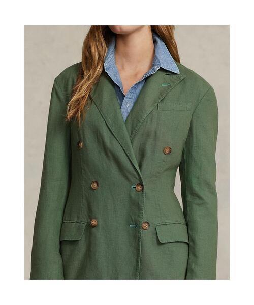 POLO RALPH LAUREN(ポロ ラルフ ローレン)の「リネン ダブルブレステッド ブレザー(テーラードジャケット・レディース・グリーン・0/10/2/4/6/8/00/12/14)」の5枚目の写真