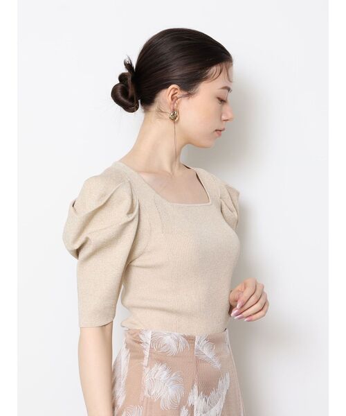 LAGUNAMOON(ラグナムーン)の「タックスリーブラメニットプルオーバー(ニット/セーター・レディース・モカ/ライトグリーン/アイボリー/ベージュ・FREE)」の6枚目の写真