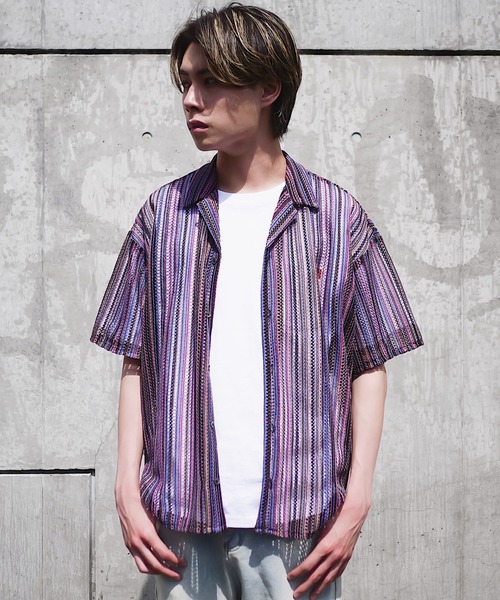ADPOSION(アドポーション)の「透かし編み レース オープンカラーシャツ(シャツ/ブラウス・メンズ・レッド/グリーン/ネイビー・MEDIUM/LARGE/X-LARGE)」の10枚目の写真