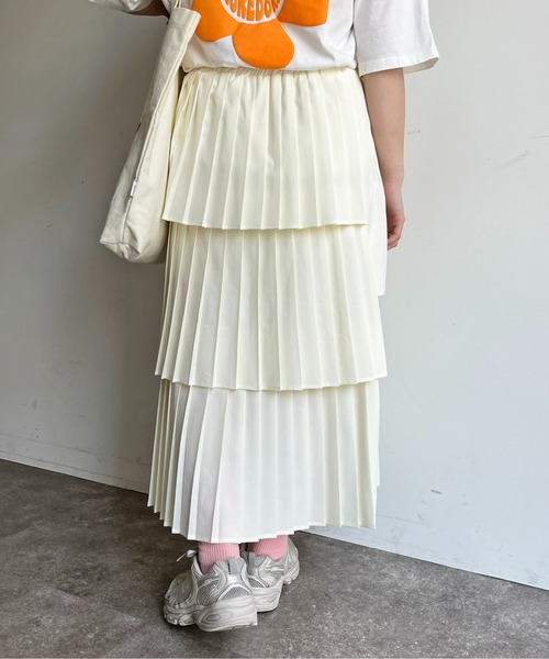 CPCM(シーピーシーエム)の「段々プリーツ360°スカート(スカート・レディース・ブラック/オフホワイト/オレンジ/ベージュ・FREE)」の12枚目の写真