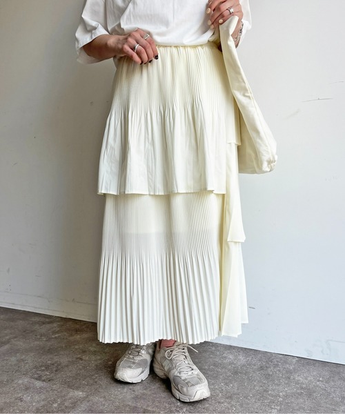 CPCM(シーピーシーエム)の「段々プリーツ360°スカート(スカート・レディース・ブラック/オフホワイト/オレンジ/ベージュ・FREE)」の8枚目の写真