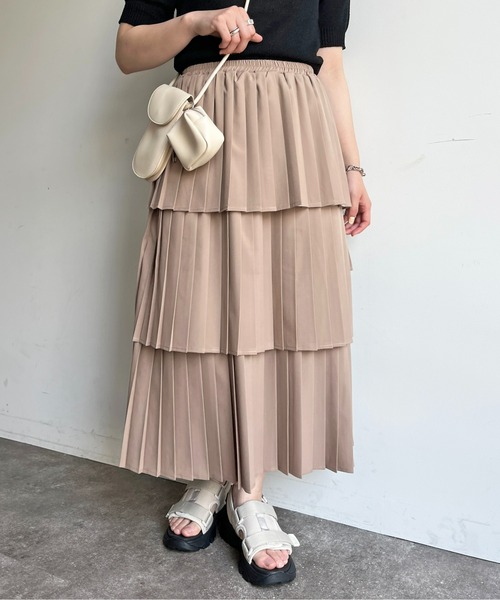 CPCM(シーピーシーエム)の「段々プリーツ360°スカート(スカート・レディース・ブラック/オフホワイト/オレンジ/ベージュ・FREE)」の13枚目の写真