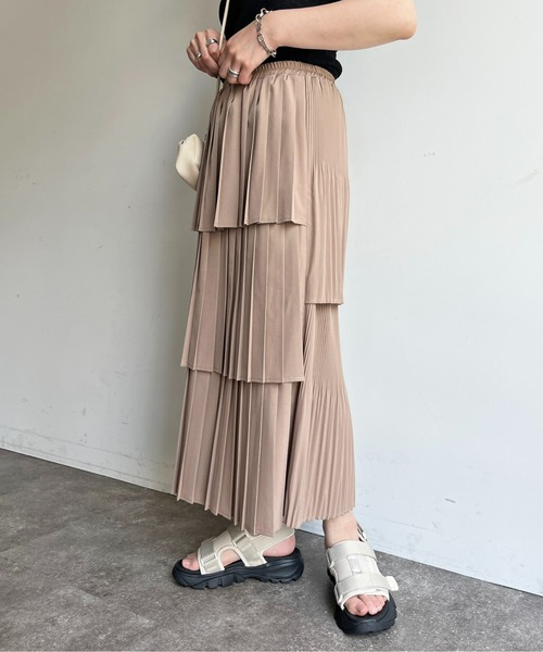 CPCM(シーピーシーエム)の「段々プリーツ360°スカート(スカート・レディース・ブラック/オフホワイト/オレンジ/ベージュ・FREE)」の18枚目の写真