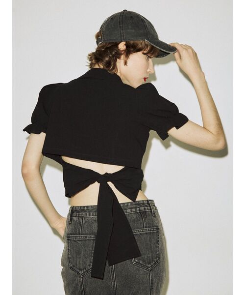 jouetie（ジュエティ）の「バックオープンブラウス（シャツ/ブラウス・レディース・オフホワイト/ブラック/グリーン・MEDIUM）」の3枚目の写真