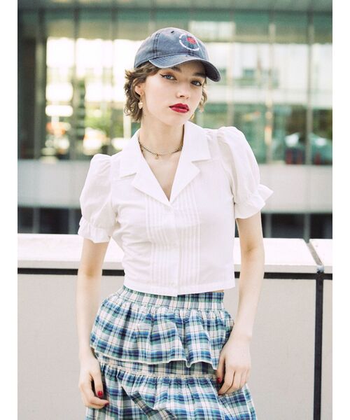 jouetie（ジュエティ）の「バックオープンブラウス（シャツ/ブラウス・レディース・オフホワイト/ブラック/グリーン・MEDIUM）」の4枚目の写真