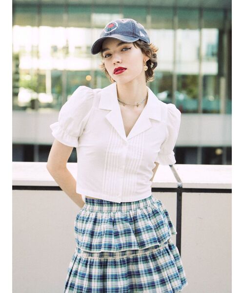 jouetie（ジュエティ）の「バックオープンブラウス（シャツ/ブラウス・レディース・オフホワイト/ブラック/グリーン・MEDIUM）」の6枚目の写真