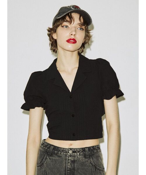 jouetie（ジュエティ）の「バックオープンブラウス（シャツ/ブラウス・レディース・オフホワイト/ブラック/グリーン・MEDIUM）」の13枚目の写真