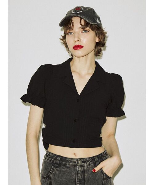 jouetie（ジュエティ）の「バックオープンブラウス（シャツ/ブラウス・レディース・オフホワイト/ブラック/グリーン・MEDIUM）」の14枚目の写真